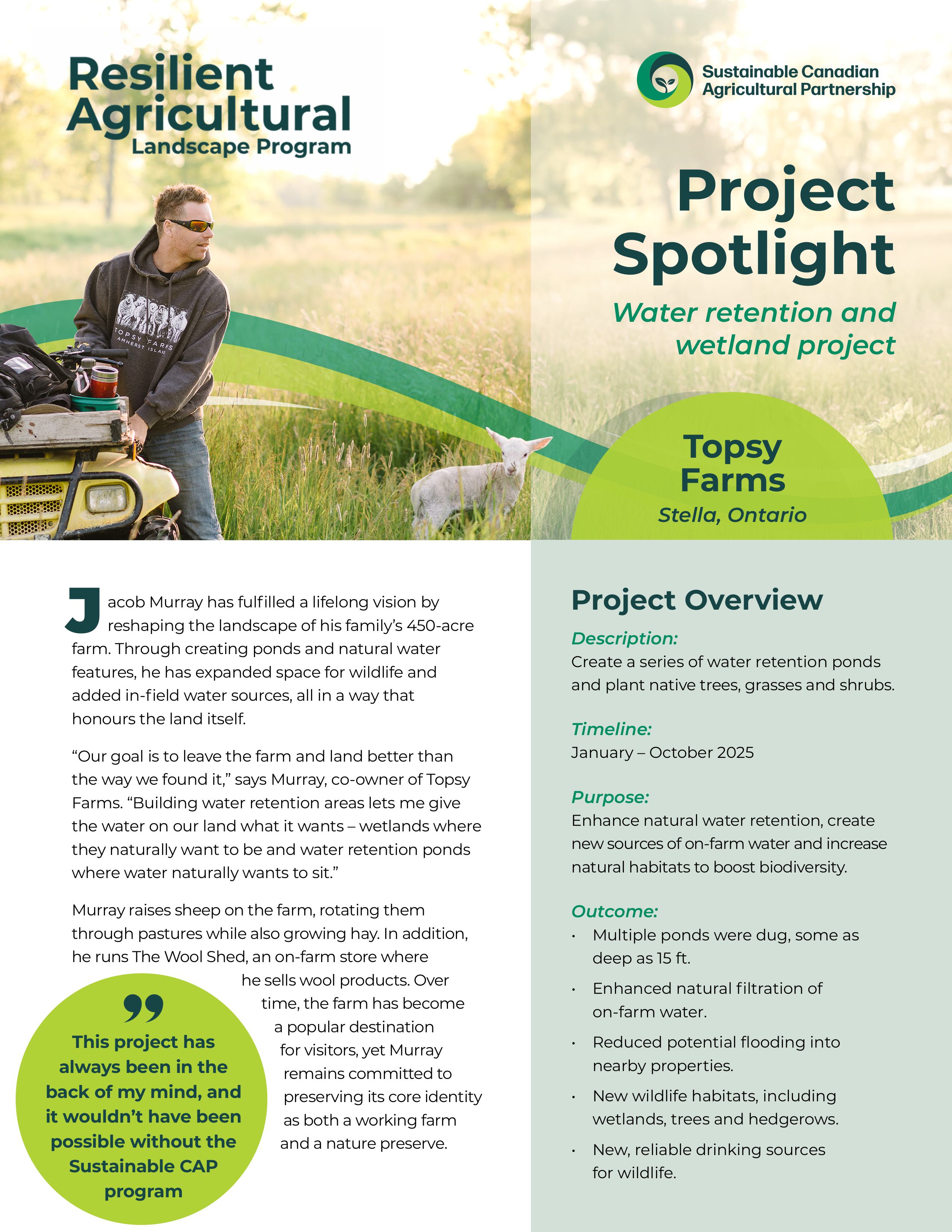 Resolution Farm Program Project Feature: Resilient Agricultural Landscape Program